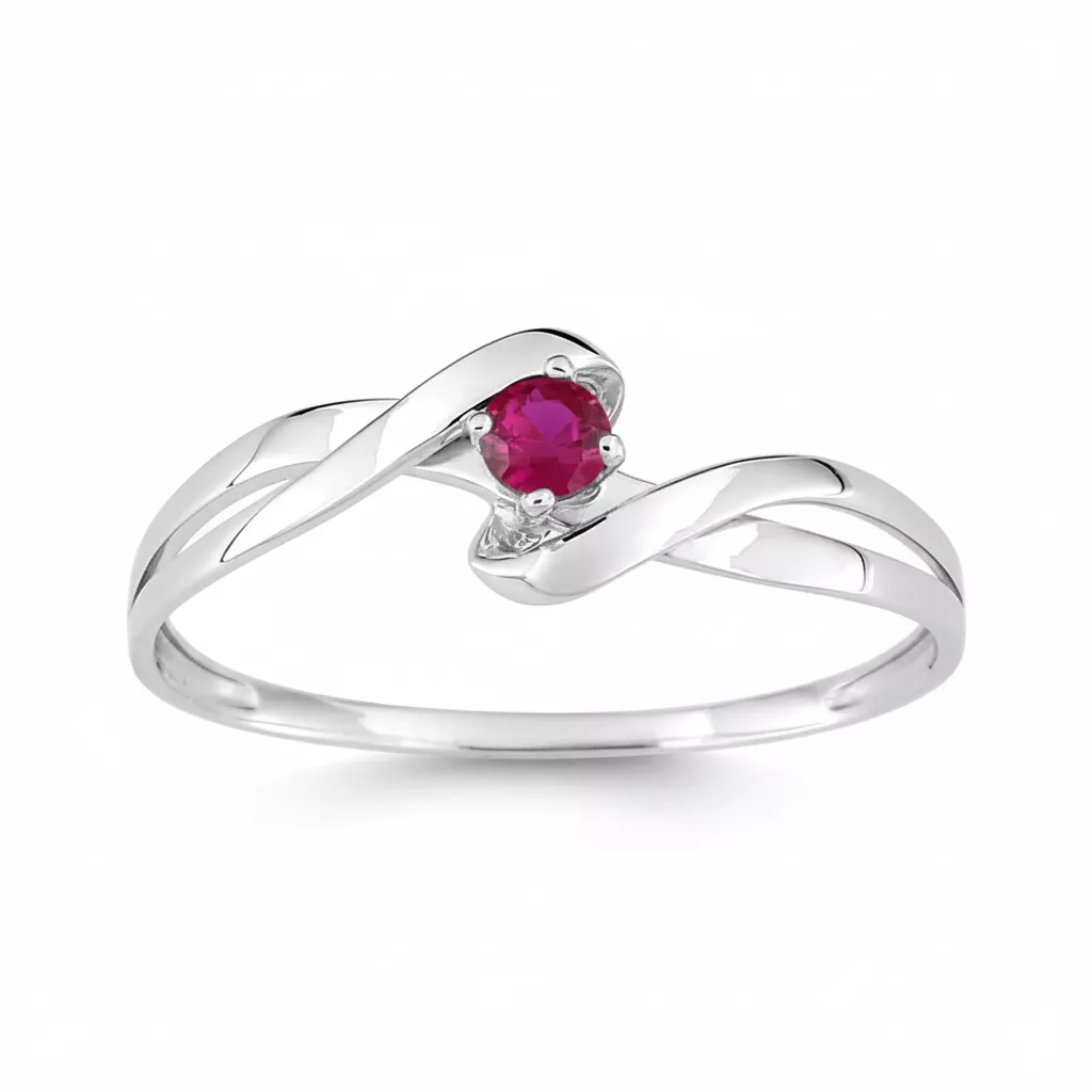 Bague Or Blanc Elisabbeth Rubis - Bague en Or 375 9k - Bijoux en Vogue