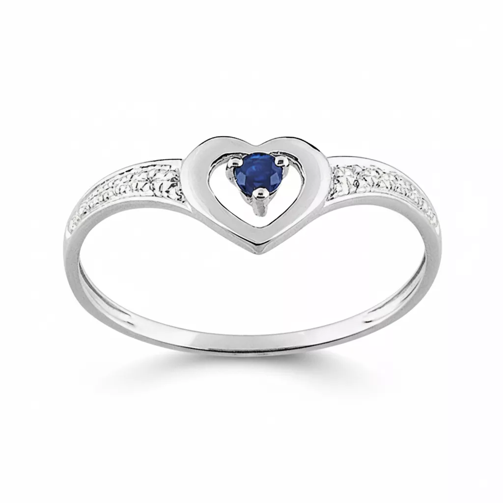 Bague Or Blanc Redempta Saphir Coeur - Bague en Or 375 9k - Bijoux en Vogue