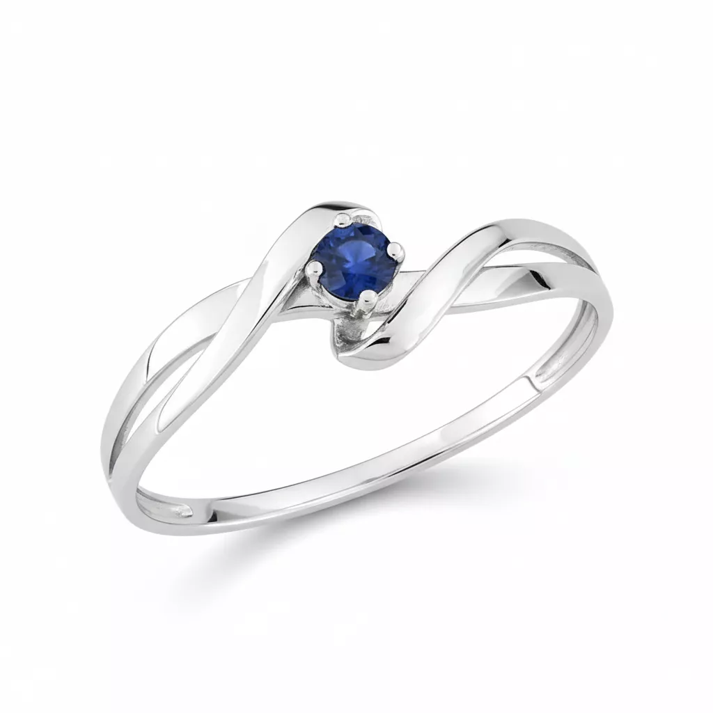 Bague Or Blanc Bounouara Saphir - Bague en Or 375 9k - Bijoux en Vogue