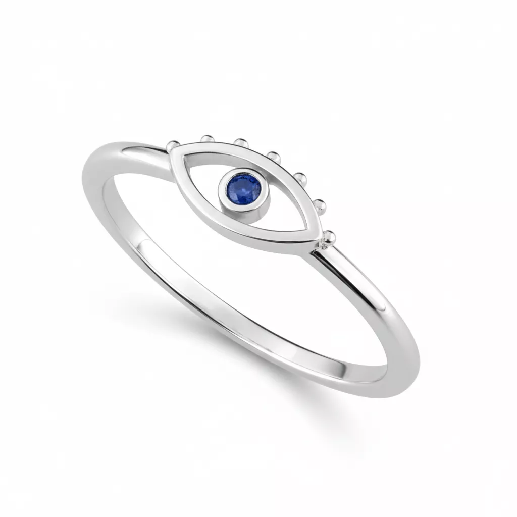 Bague Or Blanc Egeria Saphir - Bague en Or 375 9k - Bijoux en Vogue