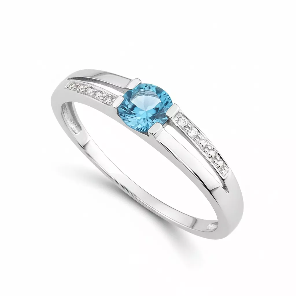 Bague Or Blanc Jedidia bleu Topaze - Bague en Or 375 9k - Bijoux en Vogue