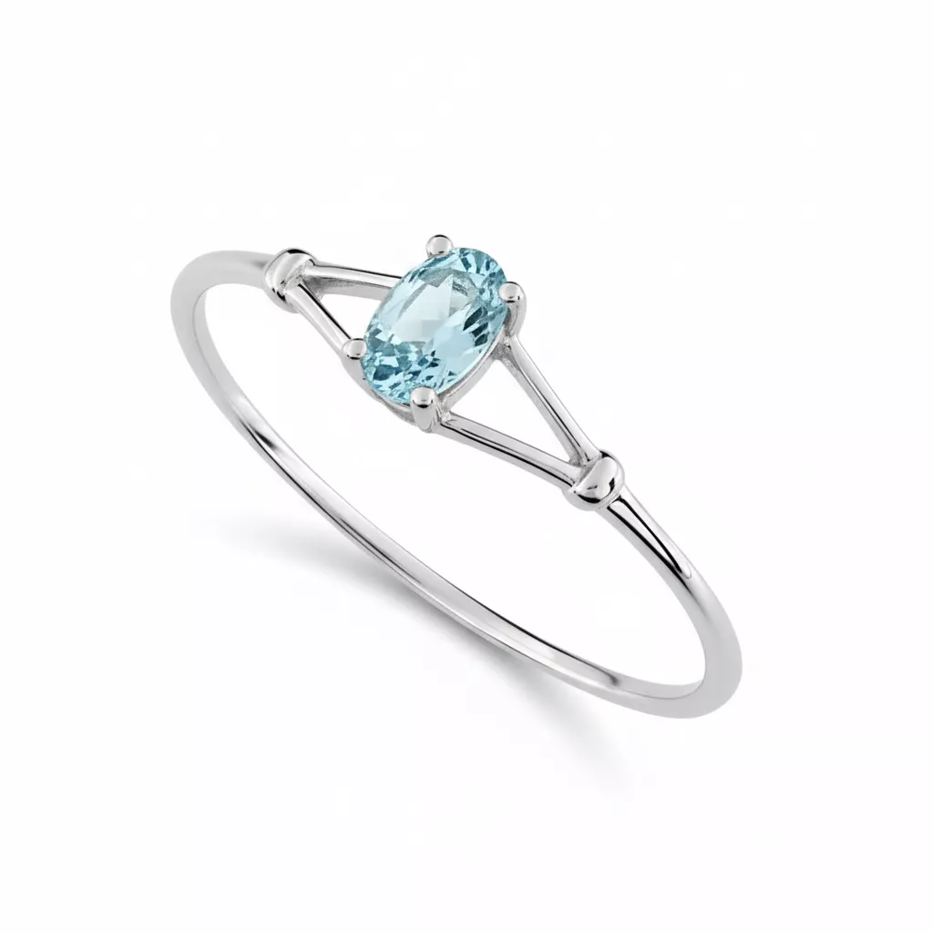 Bague Or Blanc Arokiamarie bleu Topaze - Bague en Or 375 9k - Bijoux en Vogue