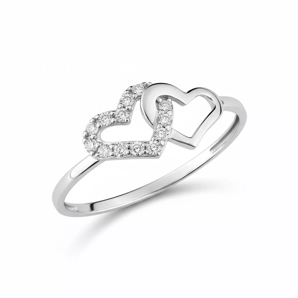 Bague Or Blanc Terentie Zirconium Coeur - Bague en Or 375 9k - Bijoux en Vogue