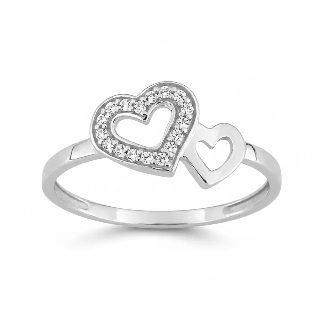 Bague Or Blanc Emmilie Zirconium Coeur - Bague en Or 375 9k - Bijoux en Vogue