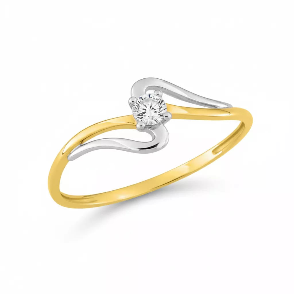 Bague Or Blanc et Jaune Nine Zirconium - Bague en Or 375 9k