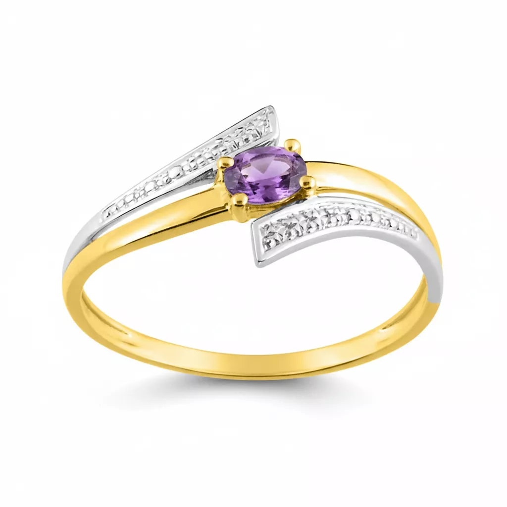 Bague Or Améthyste - Bague en Or 375 9k - Bijoux en Vogue