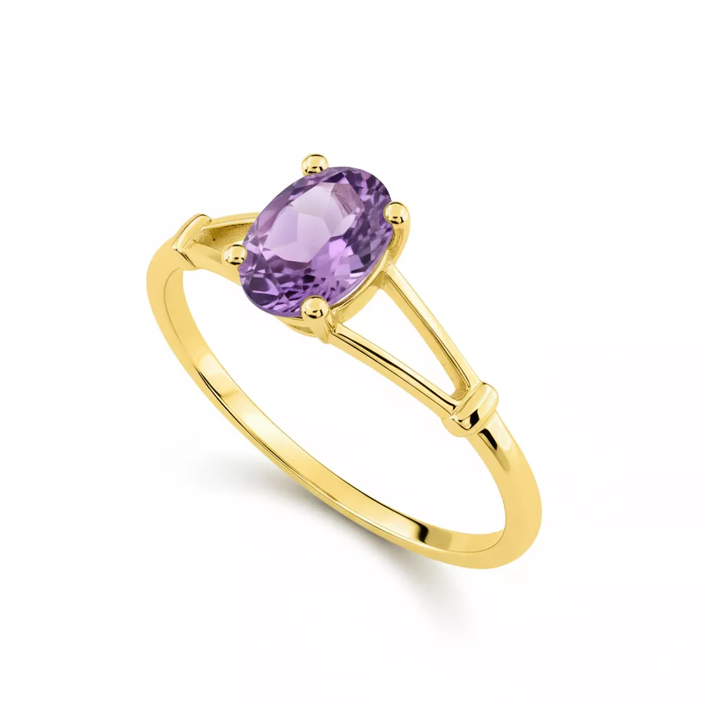 Bague Or Améthyste - Bague en Or 375 9k - Bijoux en Vogue