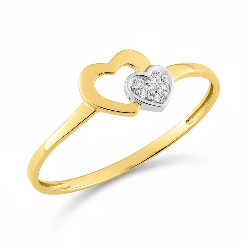 Bague Or Arnelle Diamant Coeur - Bague en Or 375 9k - Bijoux en Vogue