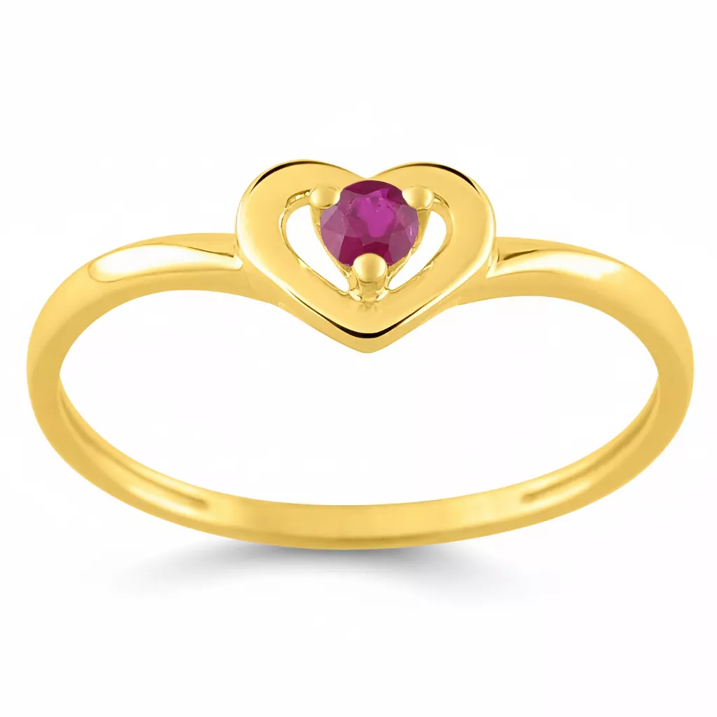 Bague Or Rubis Coeur - Bague en Or 375 9k - Bijoux en Vogue