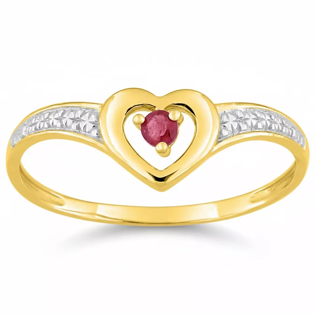 Bague Or Smaelle Rubis Coeur - Bague en Or 375 9k - Bijoux en Vogue