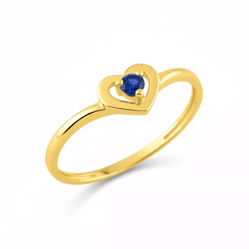 Bague Or Saphir Coeur - Bague en Or 375 9k - Bijoux en Vogue