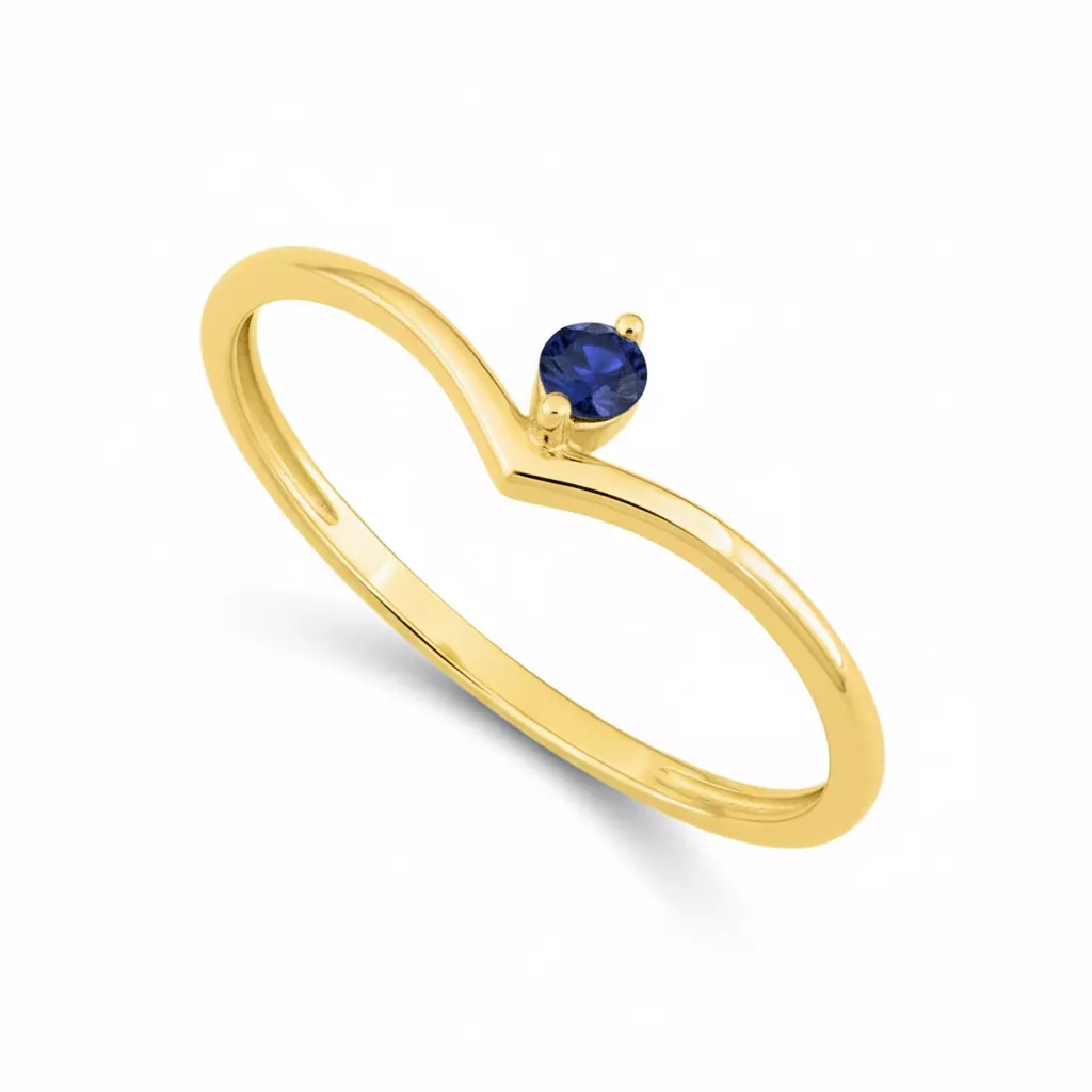 Bague Or Crescence Saphir - Bague en Or 375 9k - Bijoux en Vogue