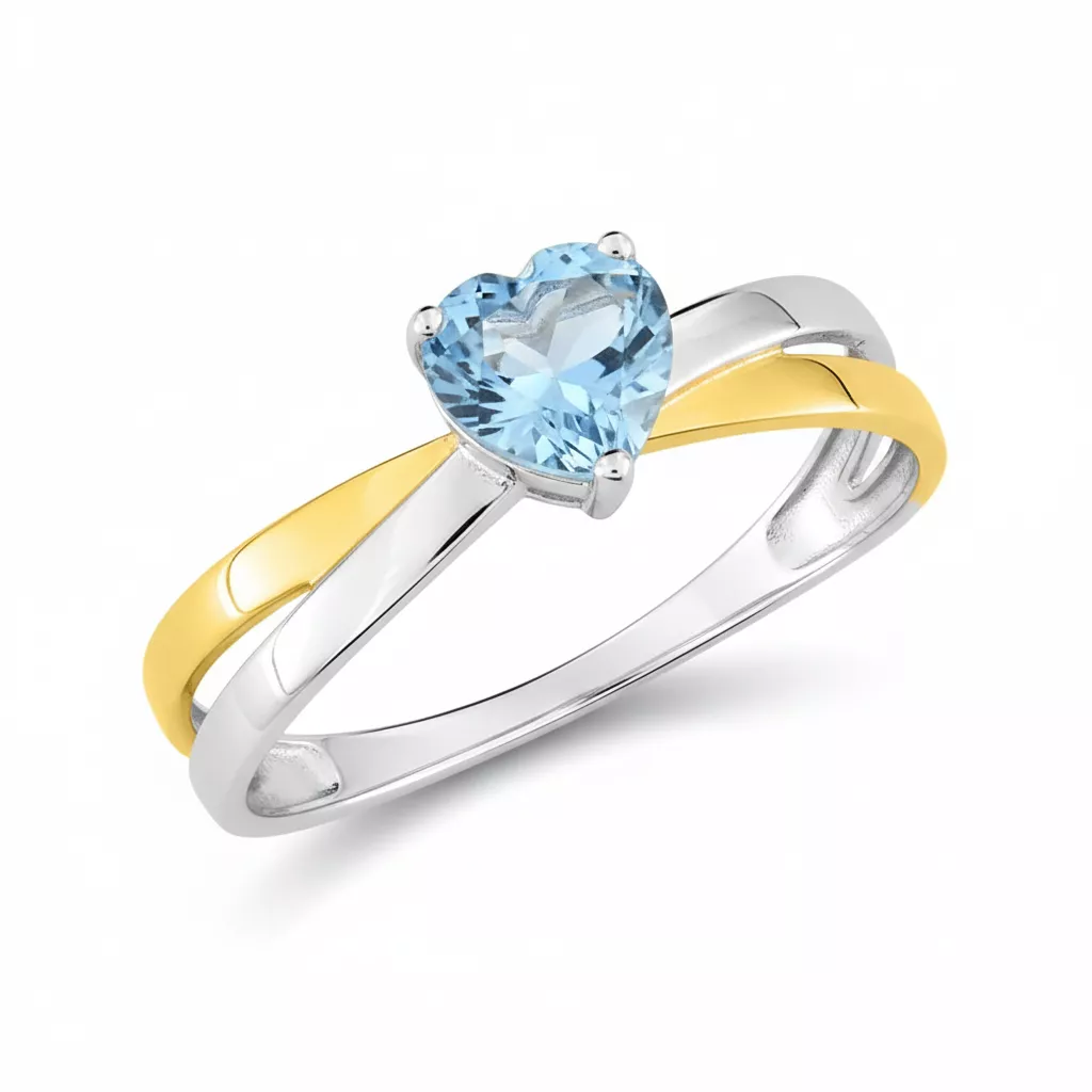 Bague Or bleu Topaze Coeur - Bague en Or 375 9k - Bijoux en Vogue