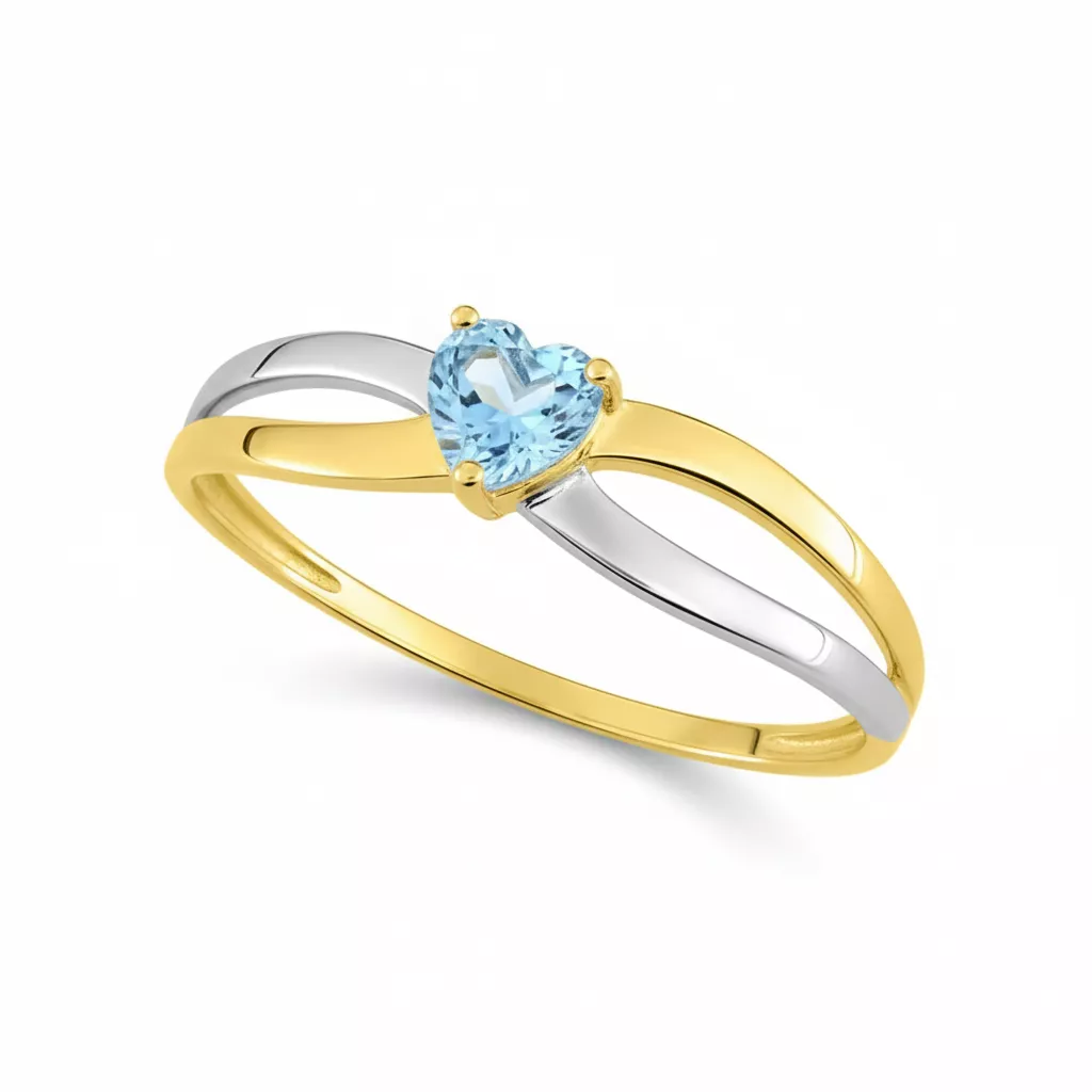 Bague Or bleu Topaze Coeur - Bague en Or 375 9k - Bijoux en Vogue