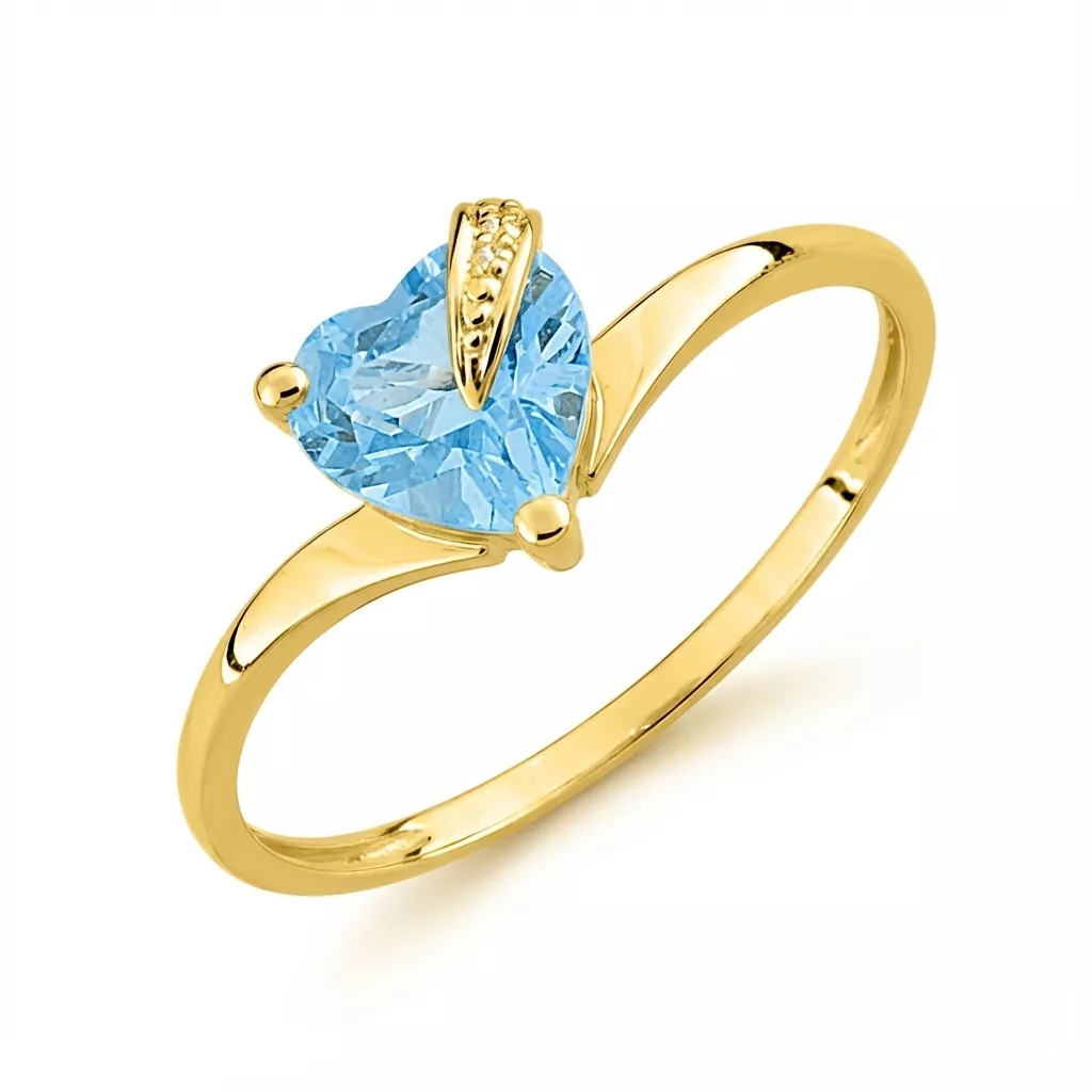 Bague Or Itza bleu Topaze Coeur - Bague en Or 375 9k - Bijoux en Vogue