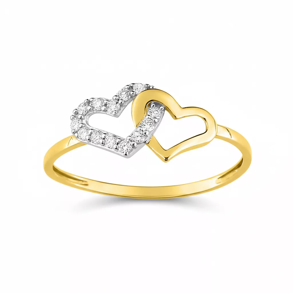 Bague Or Argeline Zirconium Coeur - Bague en Or 375 9k - Bijoux en Vogue