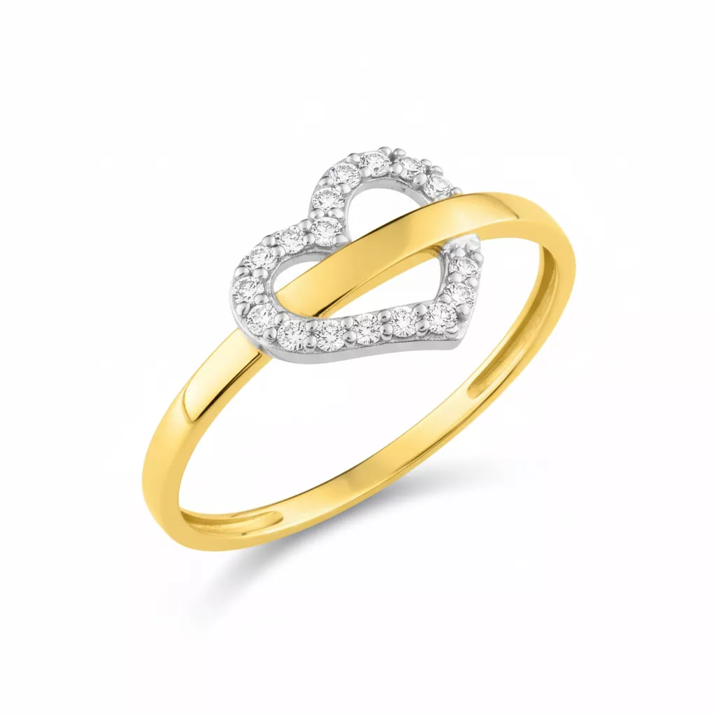 Bague Or Cassiana Zirconium Coeur - Bague en Or 375 9k - Bijoux en Vogue