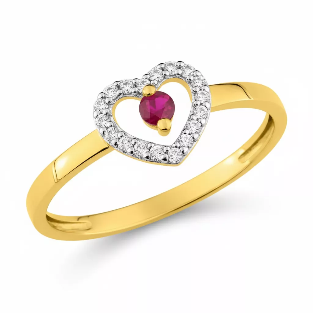 Bague Or Takeda Zirconium Rubis Coeur - Bague en Or 375 9k - Bijoux en Vogue