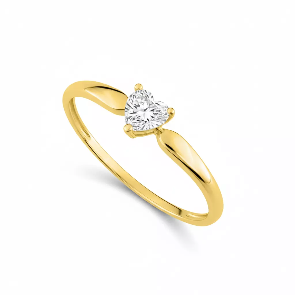 Bague Or Zirconium Coeur - Bague en Or 375 9k - Bijoux en Vogue