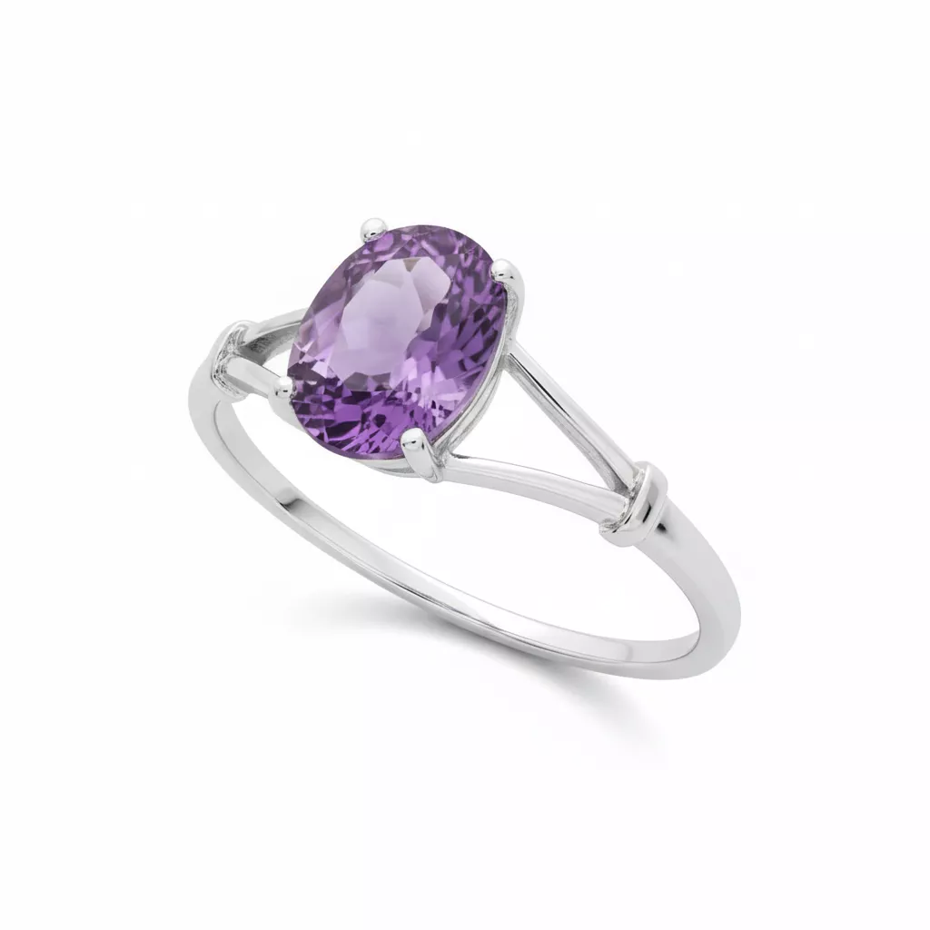 Bague Or Blanc Hanitranja Améthyste - Bague en Or 750 18k - Bijoux en Vogue