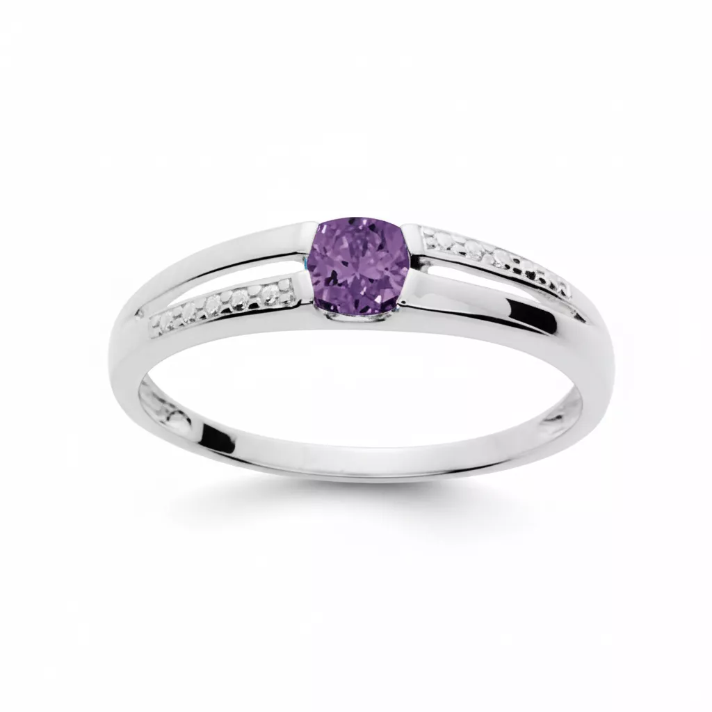 Bague Or Blanc Boucounta Améthyste - Bague en Or 750 18k - Bijoux en Vogue