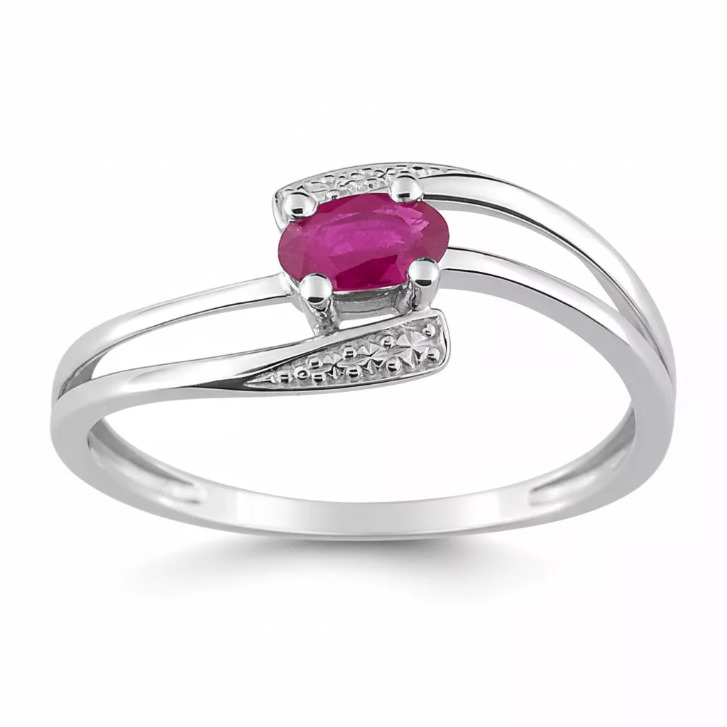 Bague Or Blanc Dorith Rubis - Bague en Or 750 18k - Bijoux en Vogue