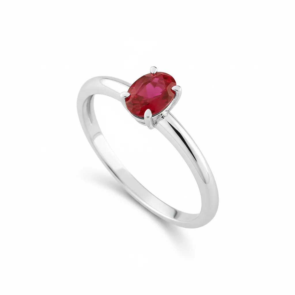 Bague Or Blanc Santia Rubis - Bague en Or 750 18k - Bijoux en Vogue