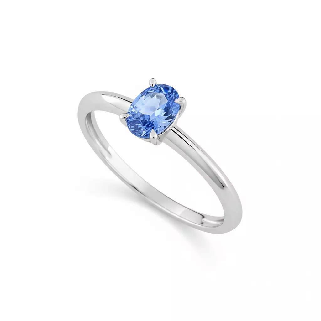 Bague Or Blanc Hypolita Saphir de Ceylan - Bague en Or 750 18k - Bijoux en Vogue
