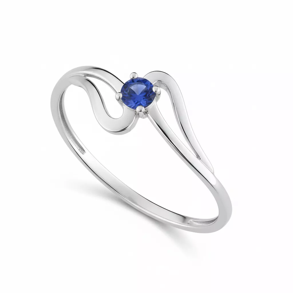 Bague Or Blanc Adina Saphir - Bague en Or 750 18k - Bijoux en Vogue