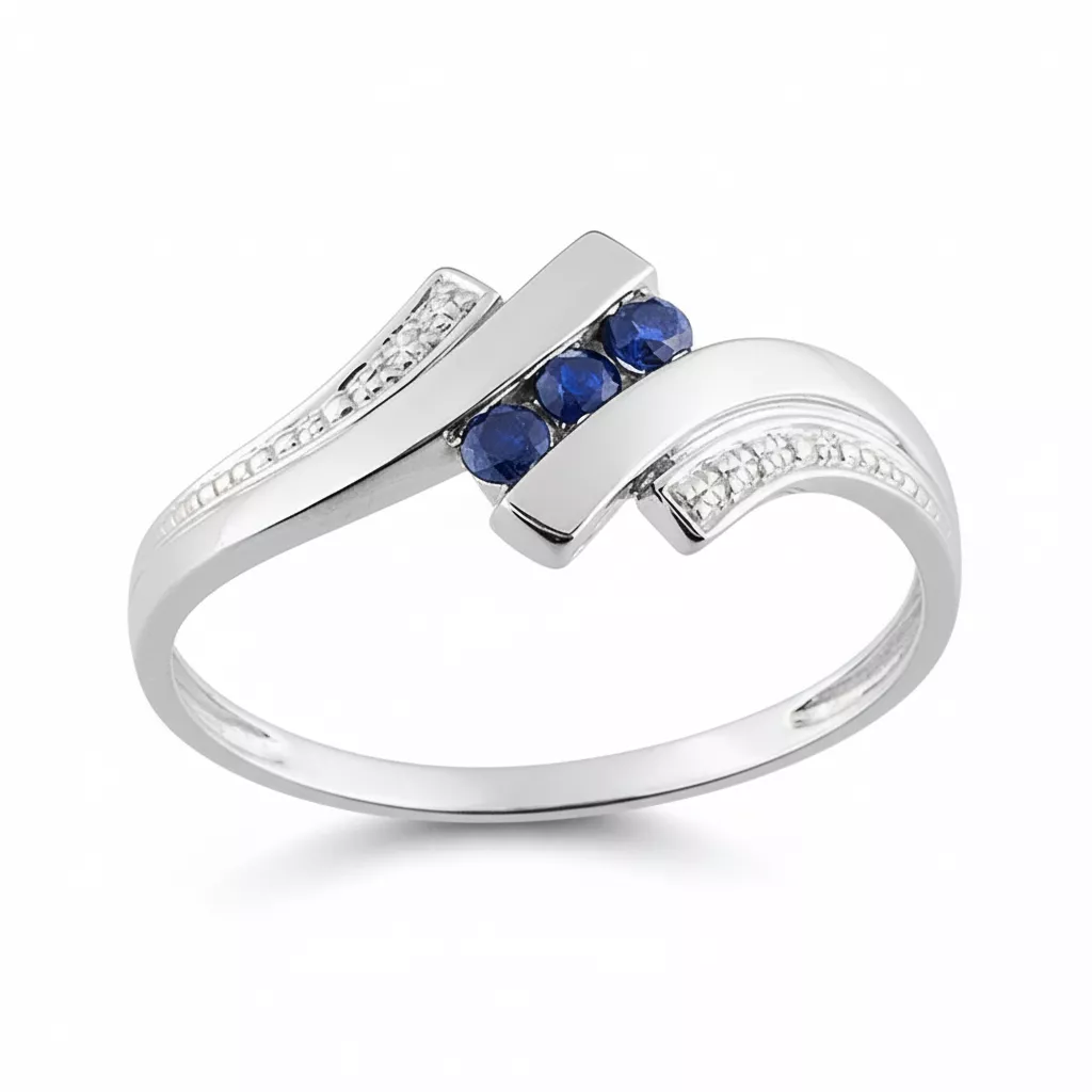 Bague Or Blanc Judka Saphir - Bague en Or 750 18k - Bijoux en Vogue