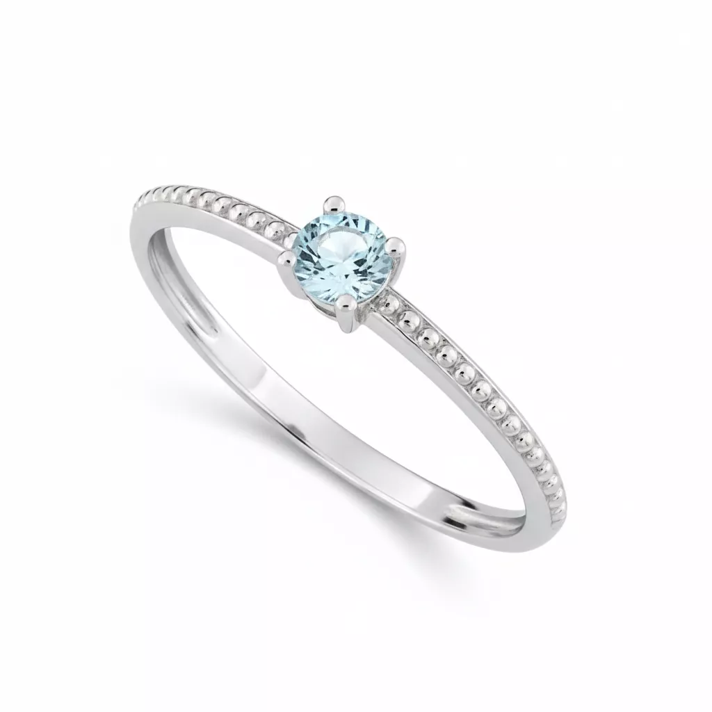 Bague Or Blanc bleu Topaze - Bague en Or 750 18k - Bijoux en Vogue