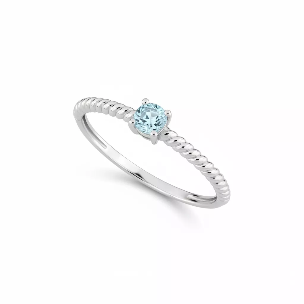 Bague Or Blanc Cathelene bleu Topaze - Bague en Or 750 18k - Bijoux en Vogue