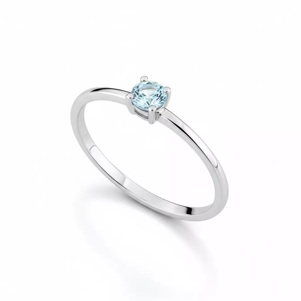 Bague Or Blanc bleu Topaze - Bague en Or 750 18k - Bijoux en Vogue