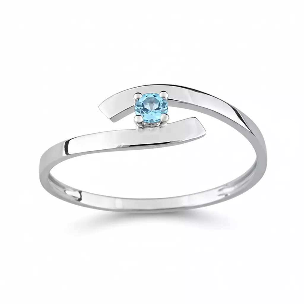 Bague Or Blanc Mampianina bleu Topaze - Bague en Or 750 18k - Bijoux en Vogue