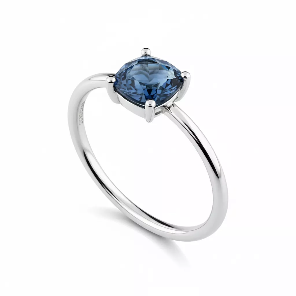 Bague Or Blanc Deimante bleu Topaze Bleu - Bague en Or 750 18k - Bijoux en Vogue