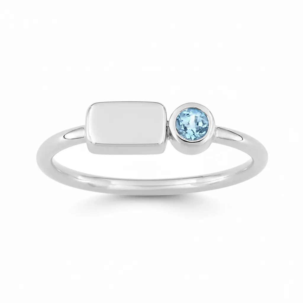 Bague Or Blanc Arsine bleu Topaze Bleu - Bague en Or 750 18k - Bijoux en Vogue