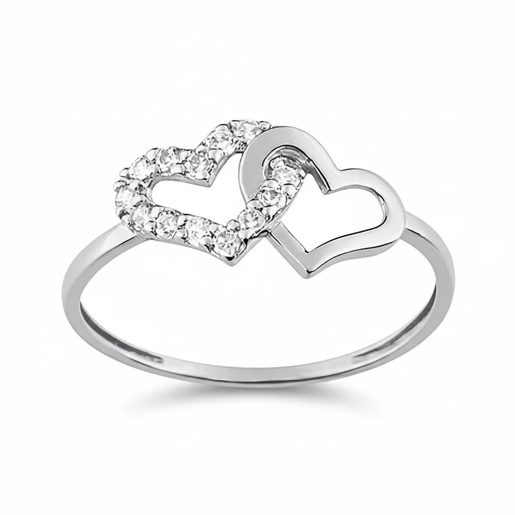 Bague Or Blanc Dhania Zirconium Coeur - Bague en Or 750 18k - Bijoux en Vogue