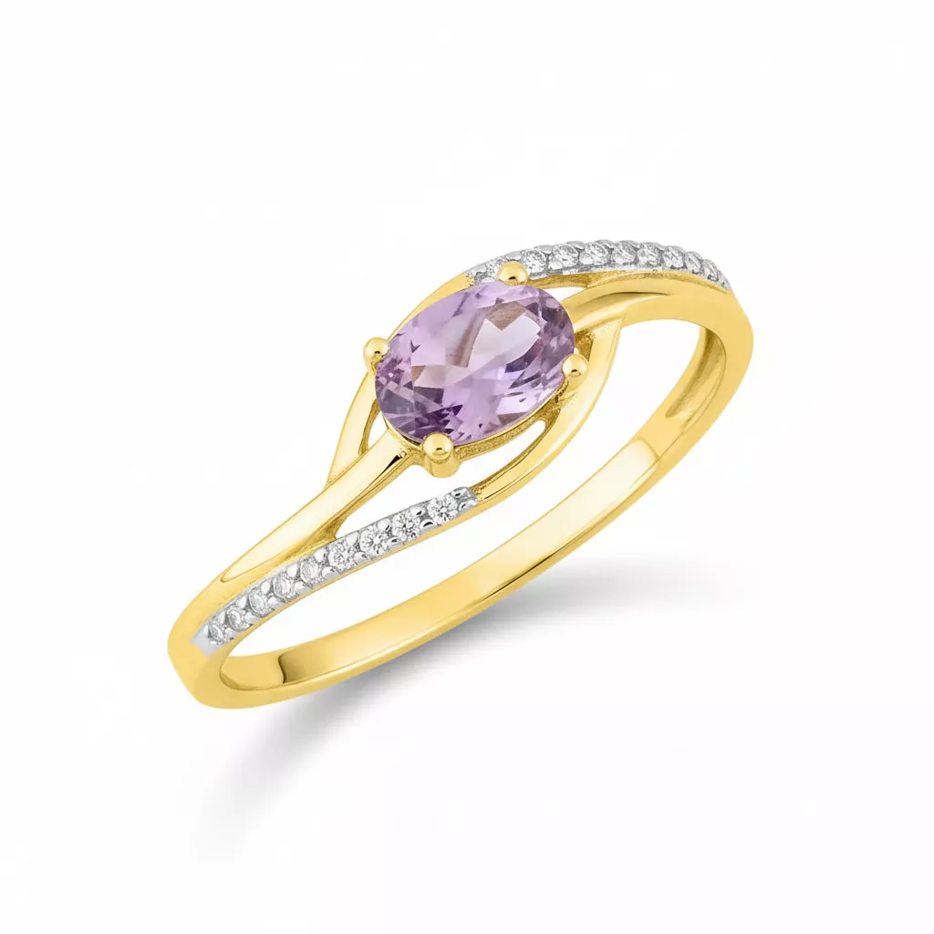 Bague Or Améthyste - Bague en Or 750 18k - Bijoux en Vogue