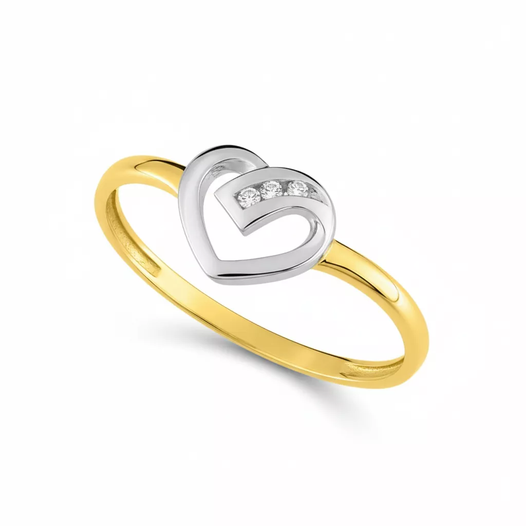 Bague Or Rikia Diamant Coeur - Bague en Or 750 18k - Bijoux en Vogue