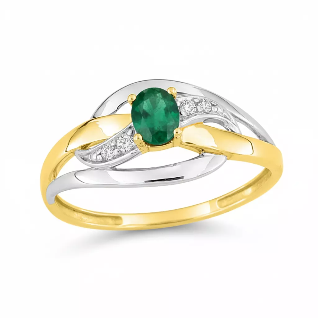 Bague Or Emeraude - Bague en Or 750 18k - Bijoux en Vogue