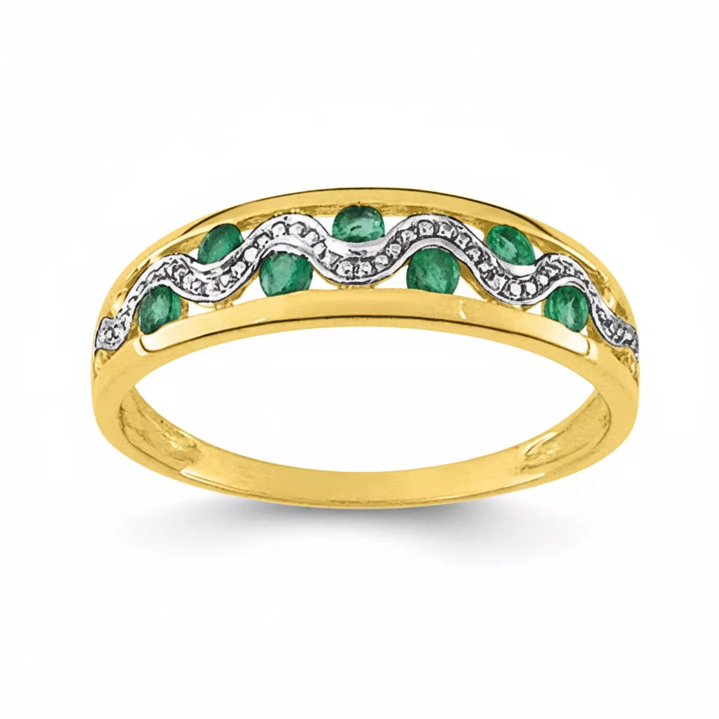 Bague Or Emeraude - Bague en Or 750 18k - Bijoux en Vogue