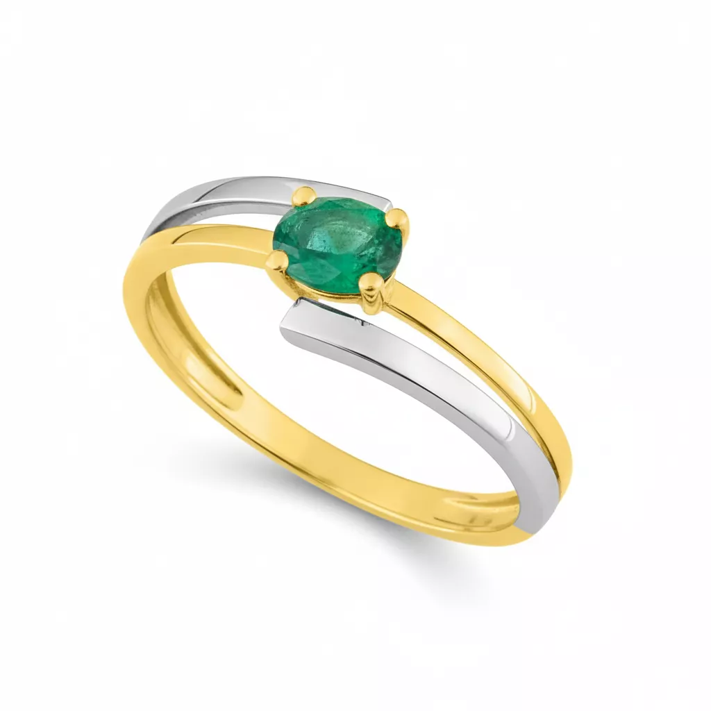 Bague Or Emeraude - Bague en Or 750 18k - Bijoux en Vogue