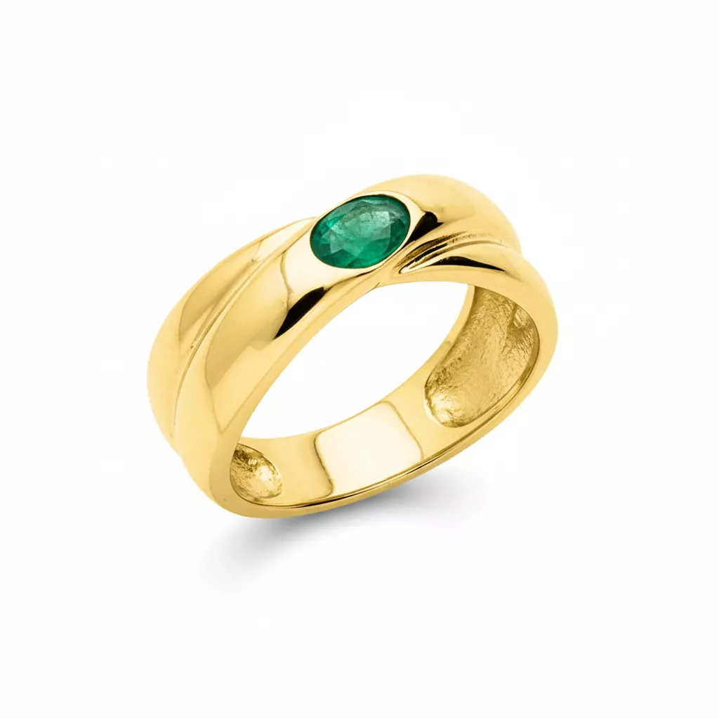 Bague Or Emeraude - Bague en Or 750 18k - Bijoux en Vogue