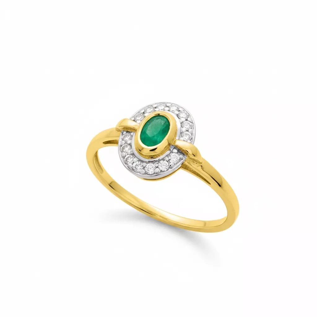 Bague Or Emeraude - Bague en Or 750 18k - Bijoux en Vogue