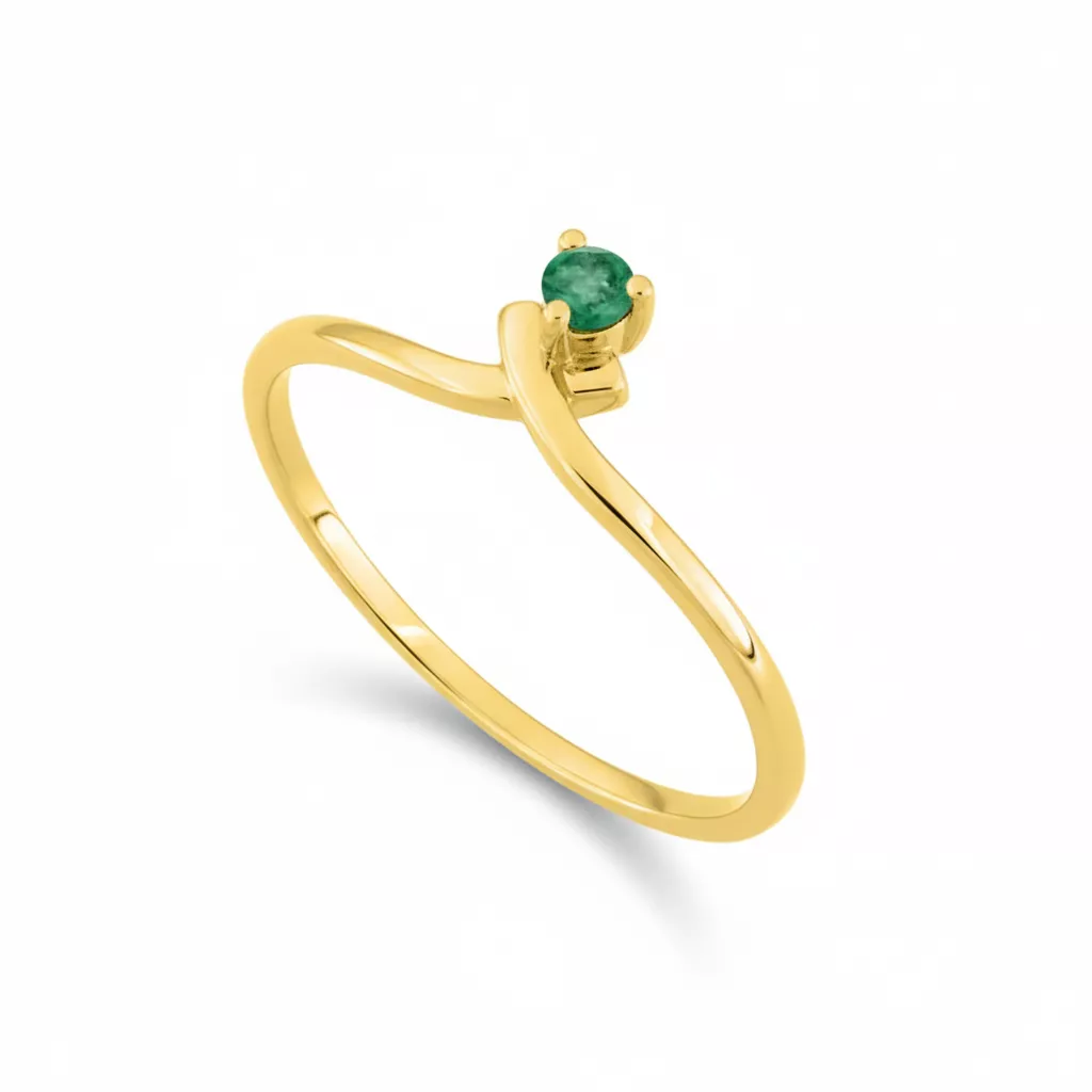 Bague Or Agnela Emeraude - Bague en Or 750 18k - Bijoux en Vogue