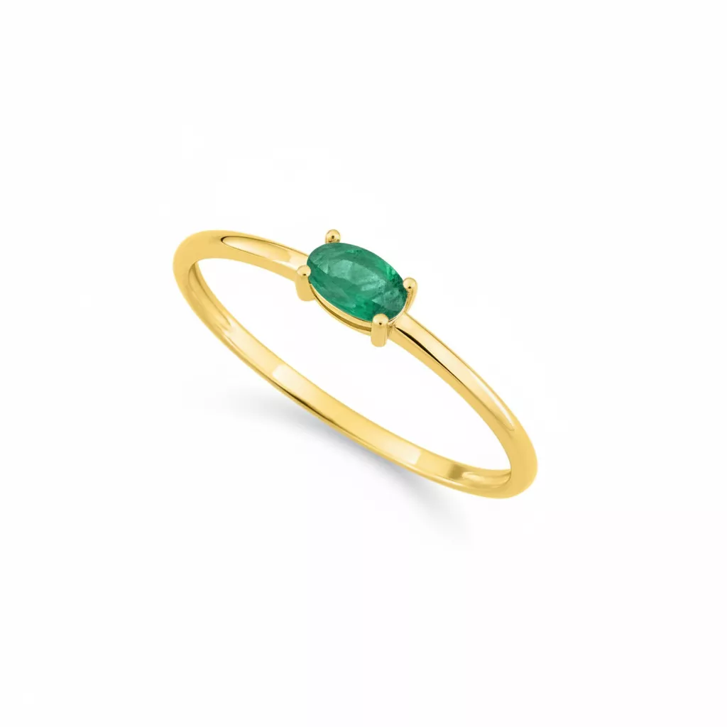 Bague Or Mila Emeraude - Bague en Or 750 18k - Bijoux en Vogue