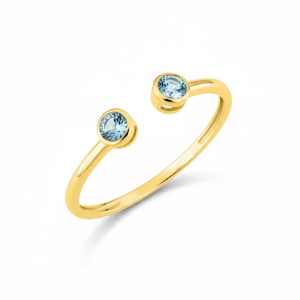 Bague Or bleu Topaze - Bague en Or 750 18k - Bijoux en Vogue
