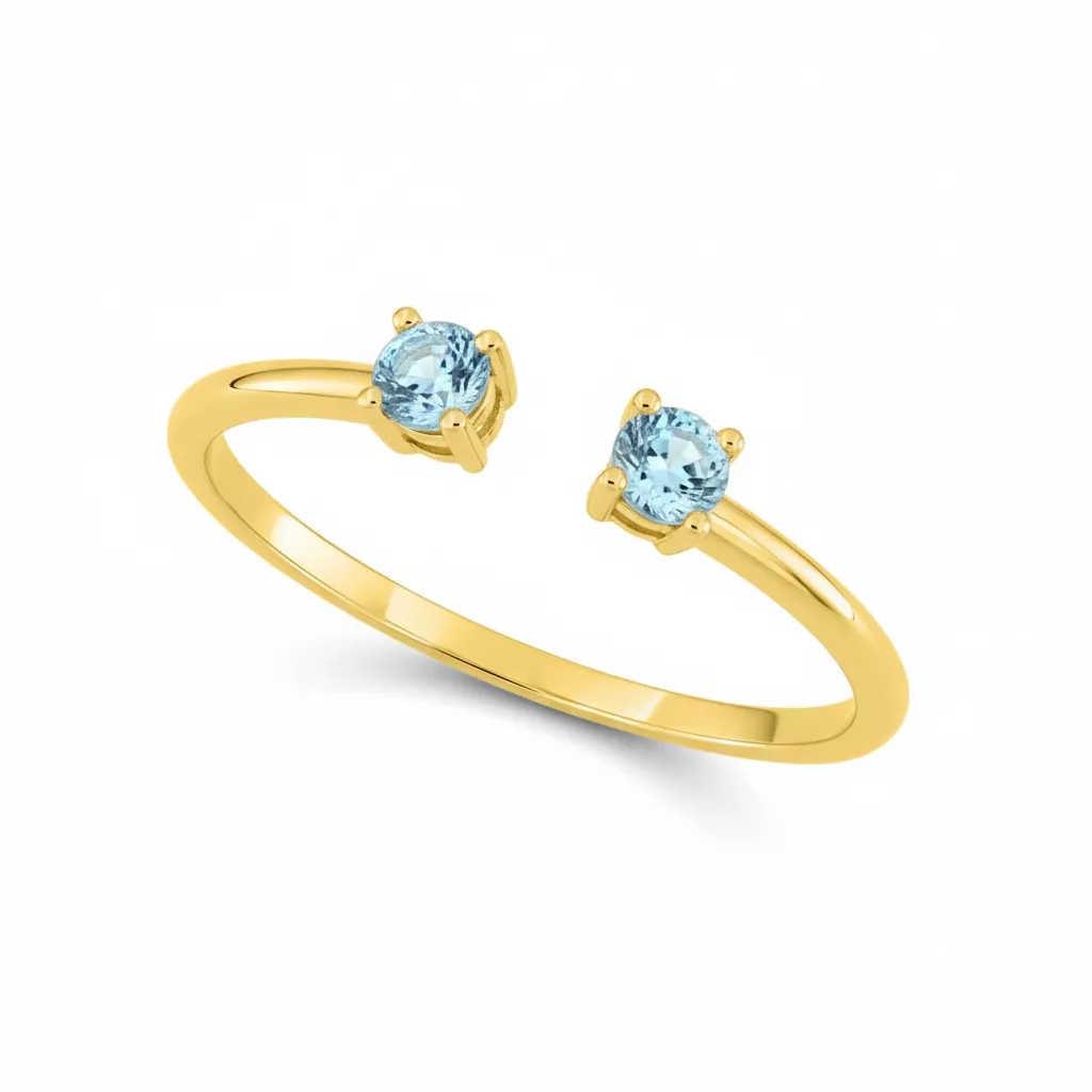 Bague Or Tovoniaina bleu Topaze - Bague en Or 750 18k - Bijoux en Vogue