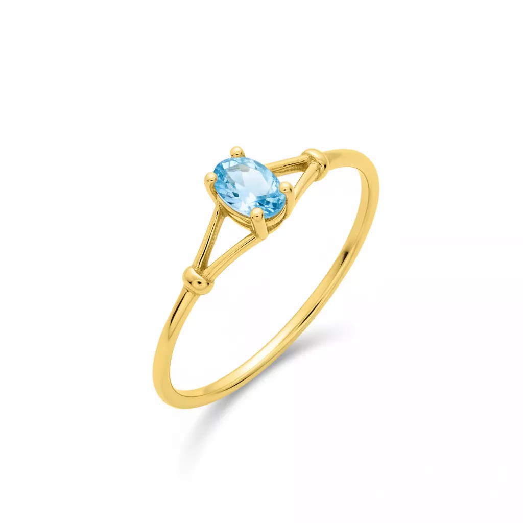 Bague Or bleu Topaze - Bague en Or 750 18k - Bijoux en Vogue