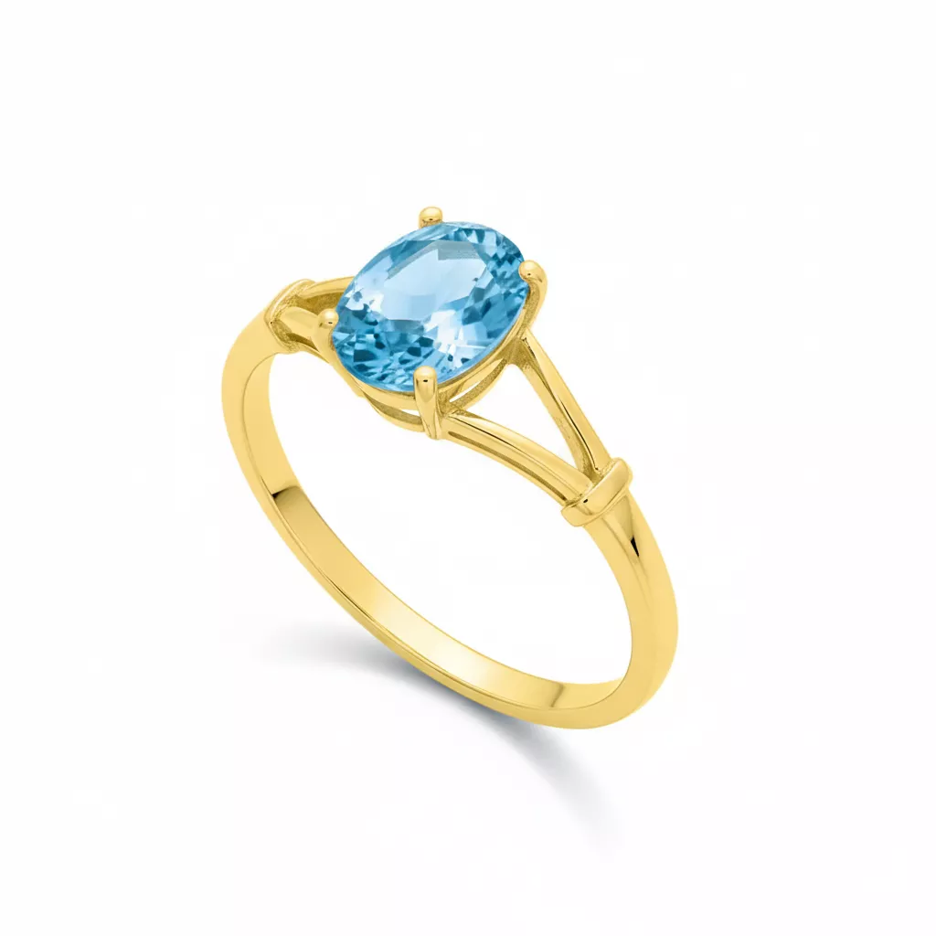 Bague Or bleu Topaze - Bague en Or 750 18k - Bijoux en Vogue
